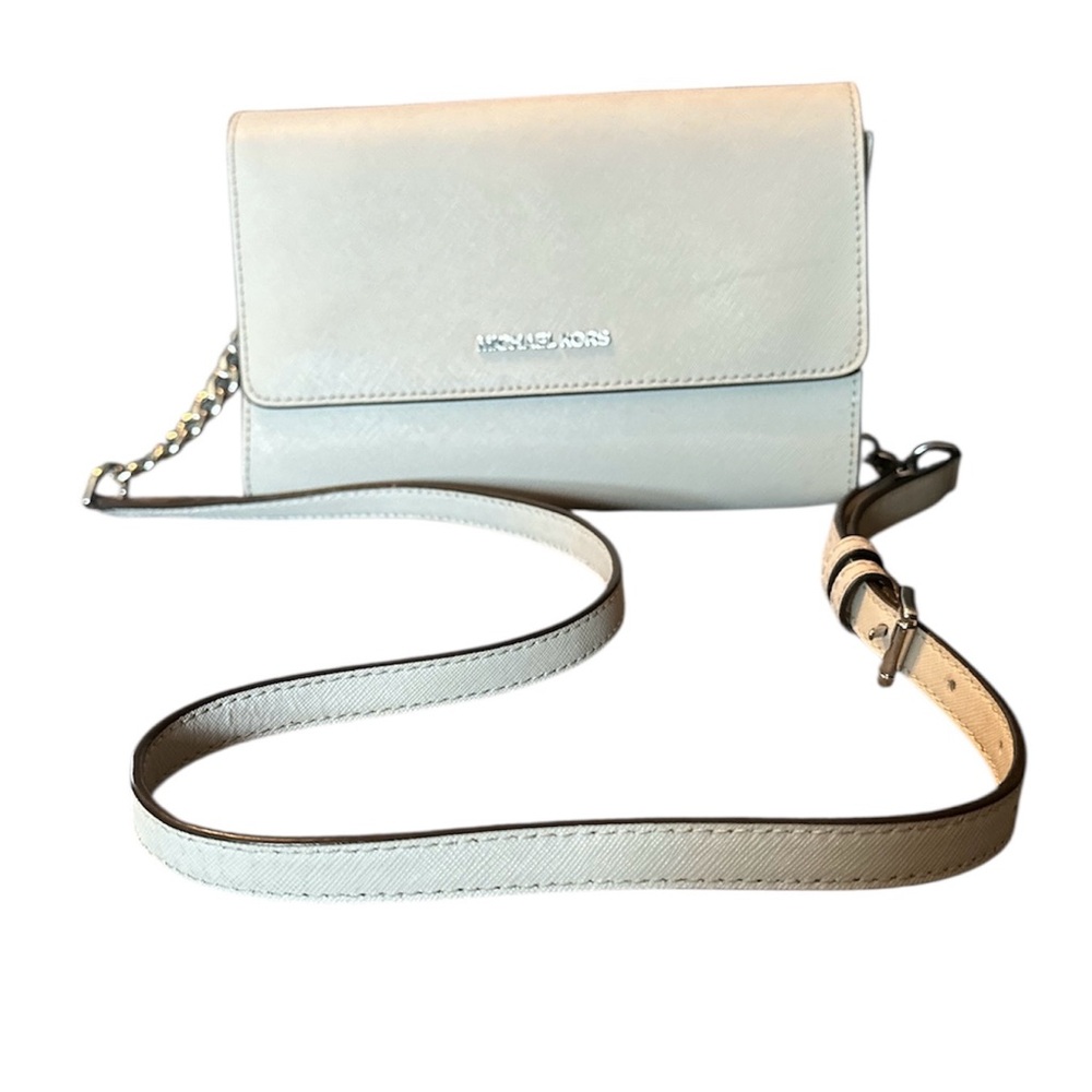 Michael Kors jet set travel 3 in 1 Crossbody bag wristlet clutch light gray